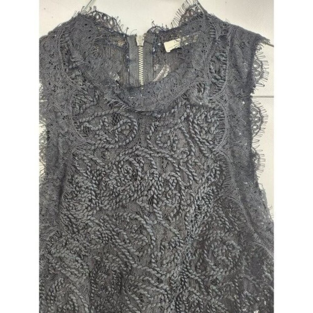 ZARA Trafaluc Womens Crop Top Small Black Lace Sheer Sleeveless Dark Fairy - Picture 3 of 7